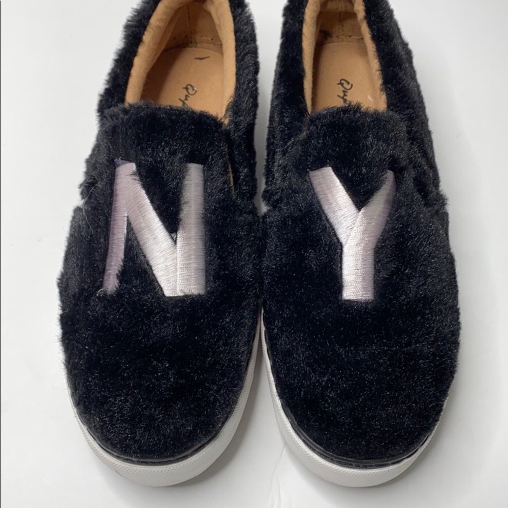 Qupid Black Fuzzy Royce Sneakers (NWT) - Picture 2 of 4